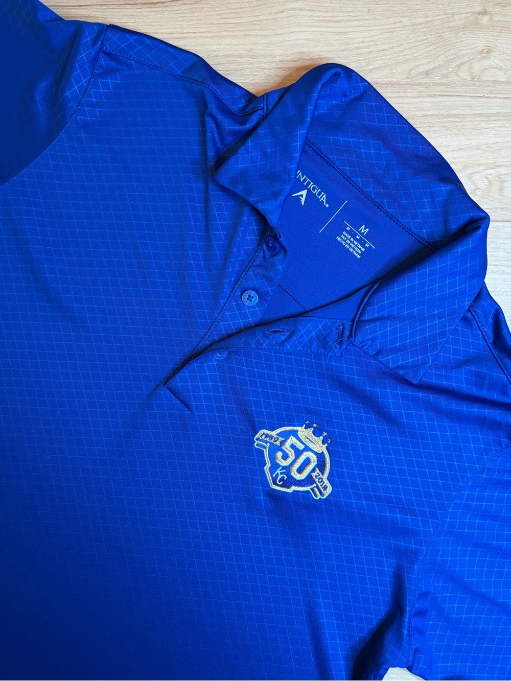 Blue Kansas City Royals 50th Anniversary Embroidered Polo Shirt Medium